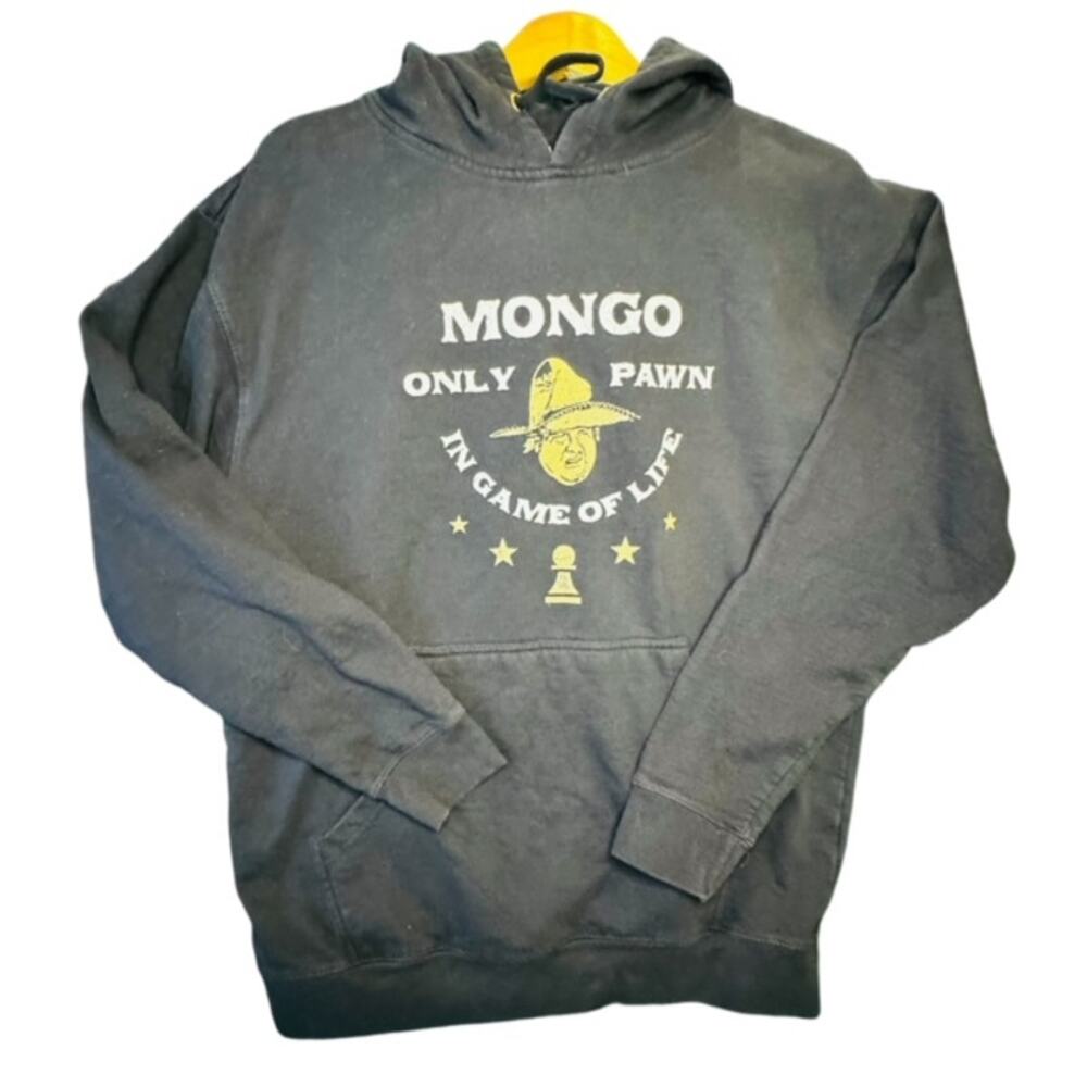 Mens Hoodie Navy Mongo Only Pawn In Game of Life Blazing Saddles Size L
